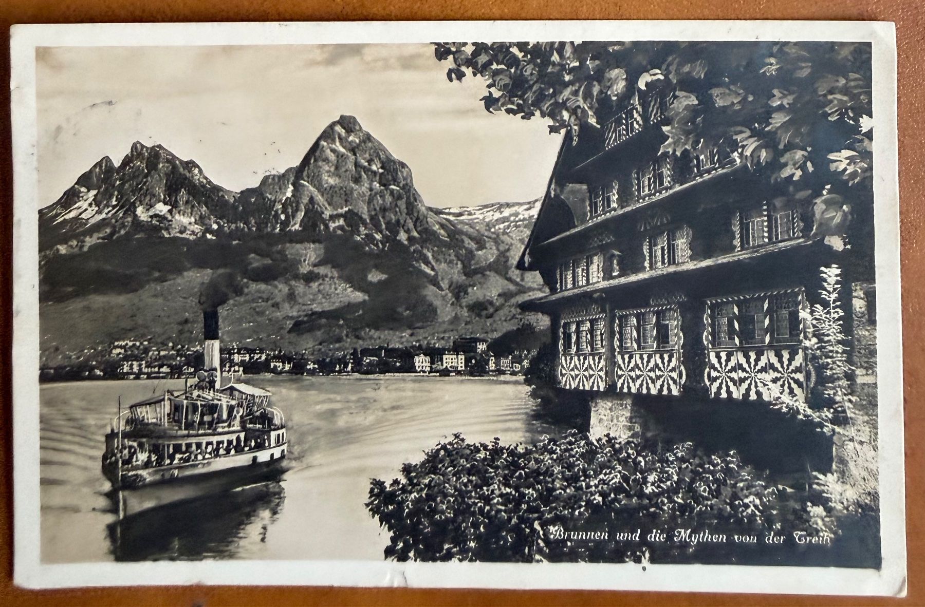 Ansichtskarten: Brunnen - Dampfschiff - Treib 1928 – Gebraucht aus Lutry von Ediego