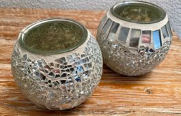 2 Windlichter, Spiegelglas