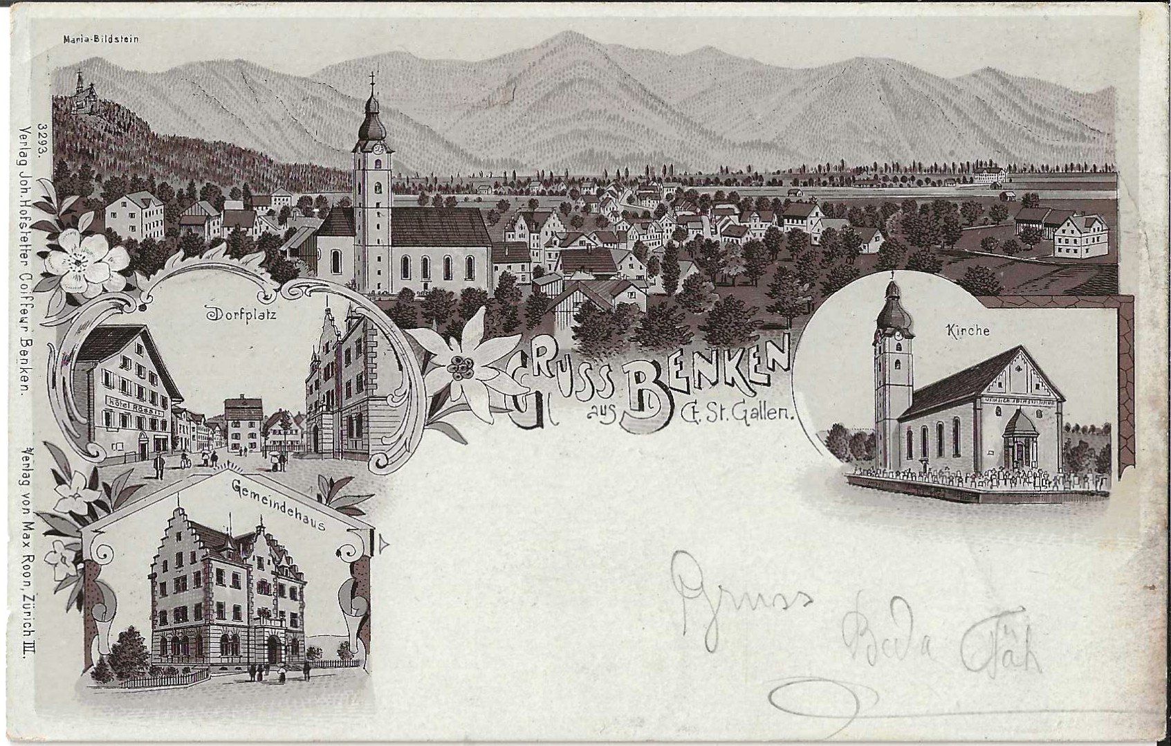 Ansichtskarten: Karte Benken  1906 – Gebraucht aus Zürich von Philacat11