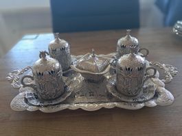 Kaffee Service Set orientalisch Silberfarben neu