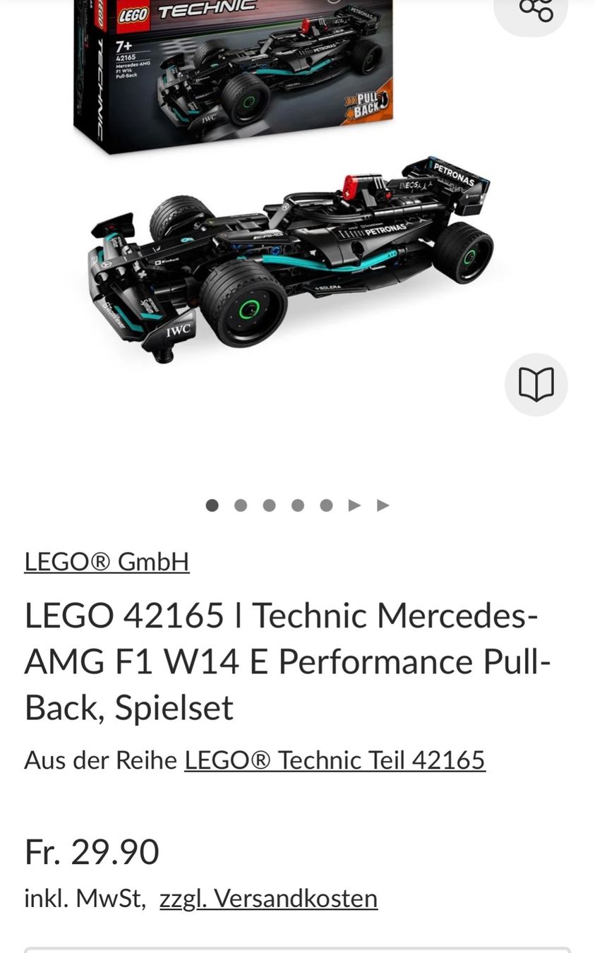 Lego Giocattoli: LEGO 42165 | Technic Mercedes-AMG F1 W14 E Performance Pull- – Usato da Stäfa venduto da Exclusive0 1