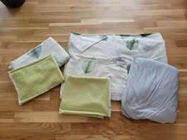 2x grünes Bettwäsche-Set aus Satin-Baumwolle inkl