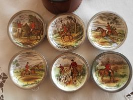 COPELAND SPODE, Silberrand 925 Sterling, Sujet "Jagd"