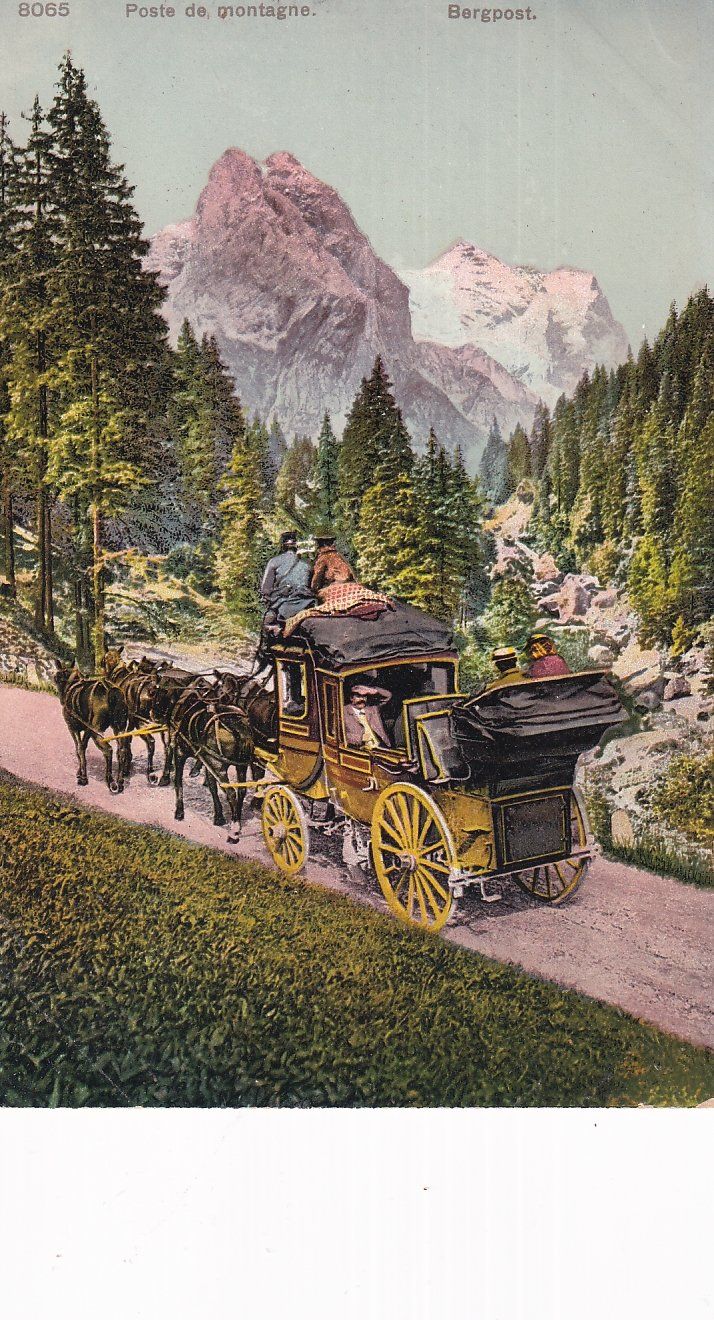 Cartoline postali: Berner Oberland   BE  -    Postkutsche – Usato da Brig venduto da Valcards54