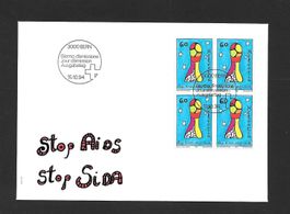 FDC 870 Viererblock Sondermarke Stop Aids ET Bern 15.10.1994
