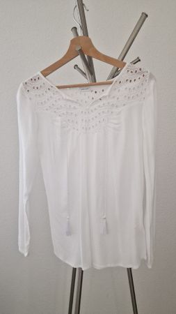 Lascana Boho-Bluse mit Lochstickerei Gr. 36 weiss