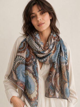 Neu Tuch Foulard Schal 190 x 45 cm Viskose