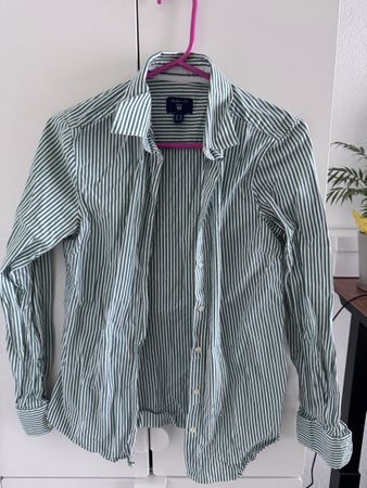 GANT Women's Striped Shirt Size 36/UK 10 Green White Summer 
