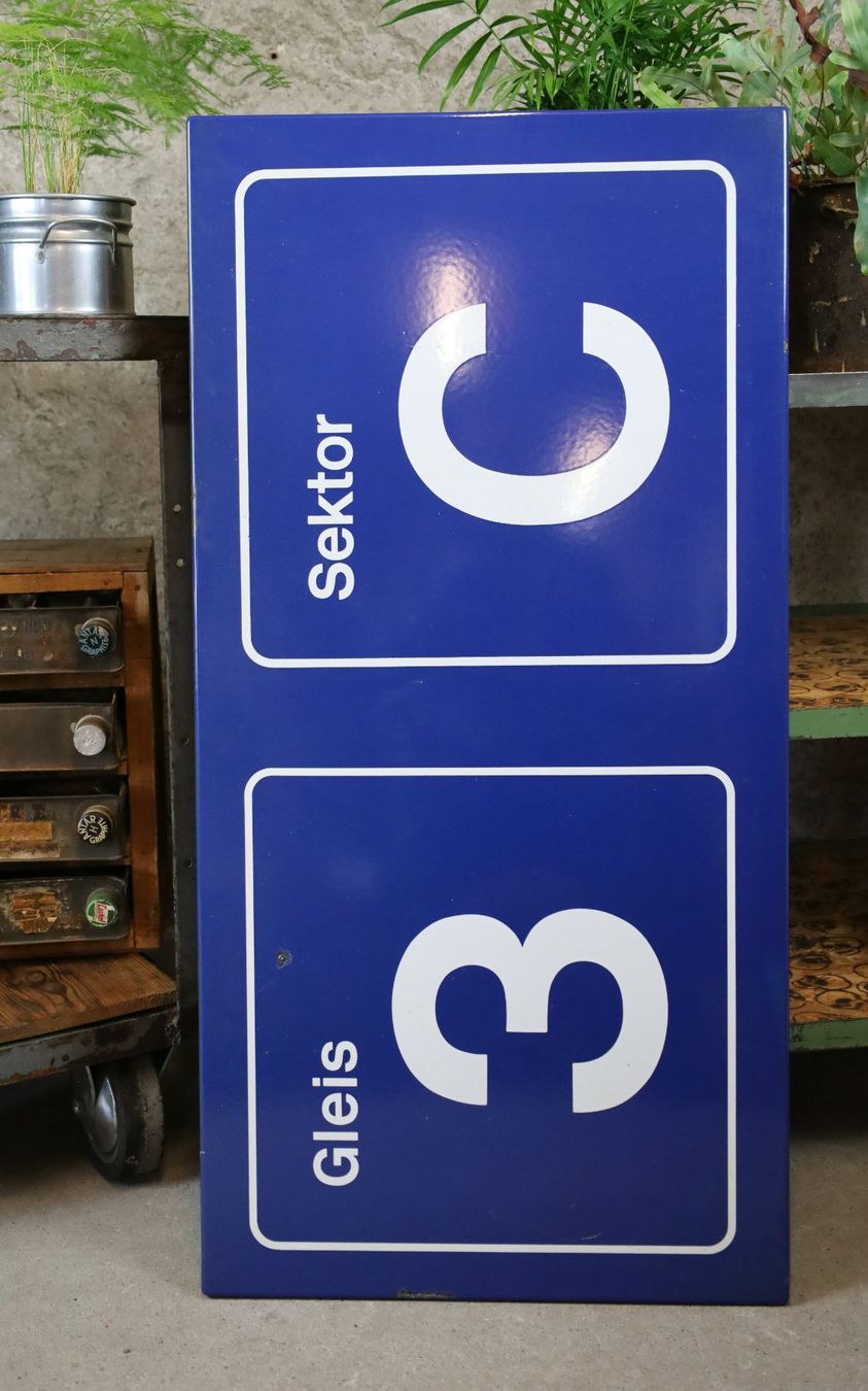 SBB/CFF/FFS Insegne: Emailschild, Gleisschild "Gleis 3 Sektor C" – Usato da Birrwil venduto da brandschatz_birrwil 2