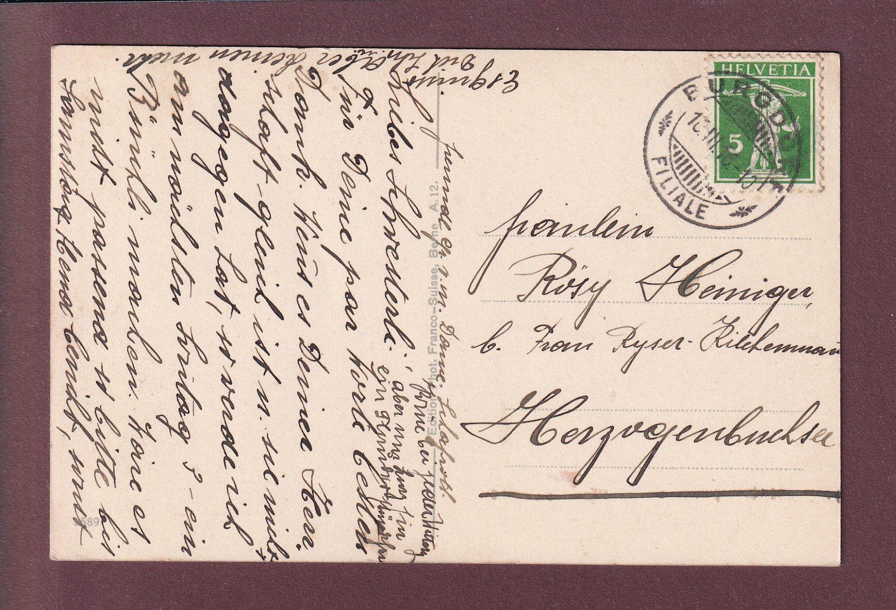 Ansichtskarten: BURGDORF - Schloss - 1916 – Gebraucht aus Pully von nicecards 1