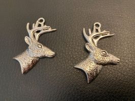 Hirschkopf 2 Stück Charms gross Basteln