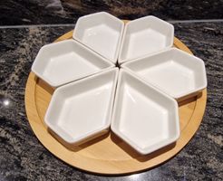 Apero Set, Holztablett mit 6 Porzellanschalen, neuwertig!