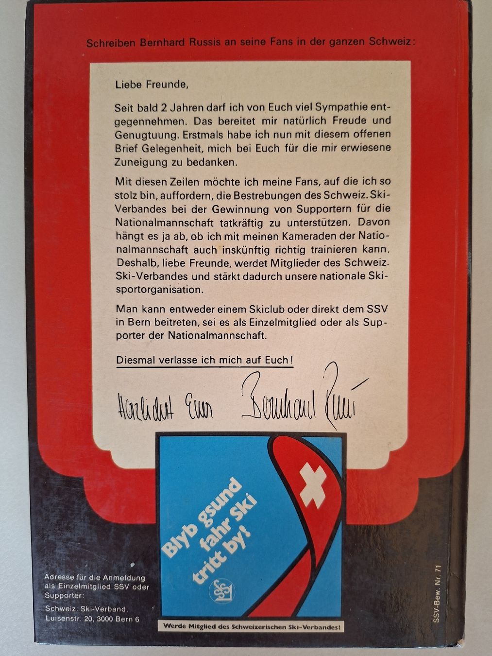 Livres: Bernhard Russi Buch von 1971  – D'occasion à Schwanden Sigrisw par cadieux71 1