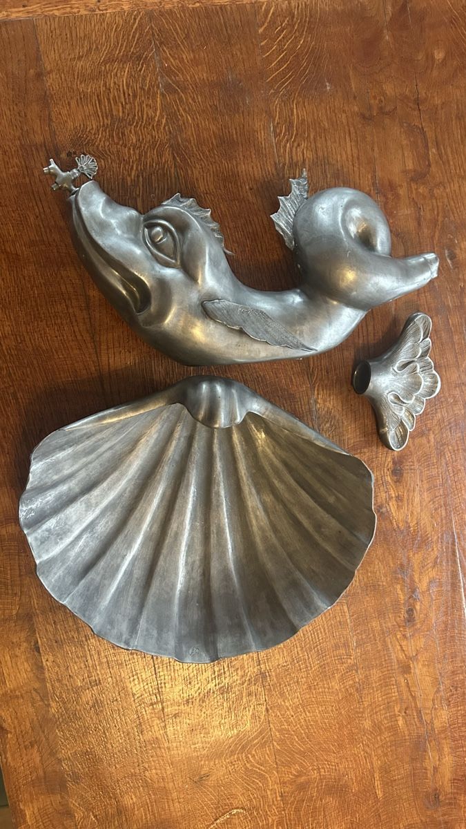 Sculture & Statue: Lavabo Delfin Muschel Zinn – Usato da Riedholz venduto da Frettchen63