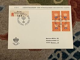 1 Erstagsbrief LI Einschreiben Viererblock 1968