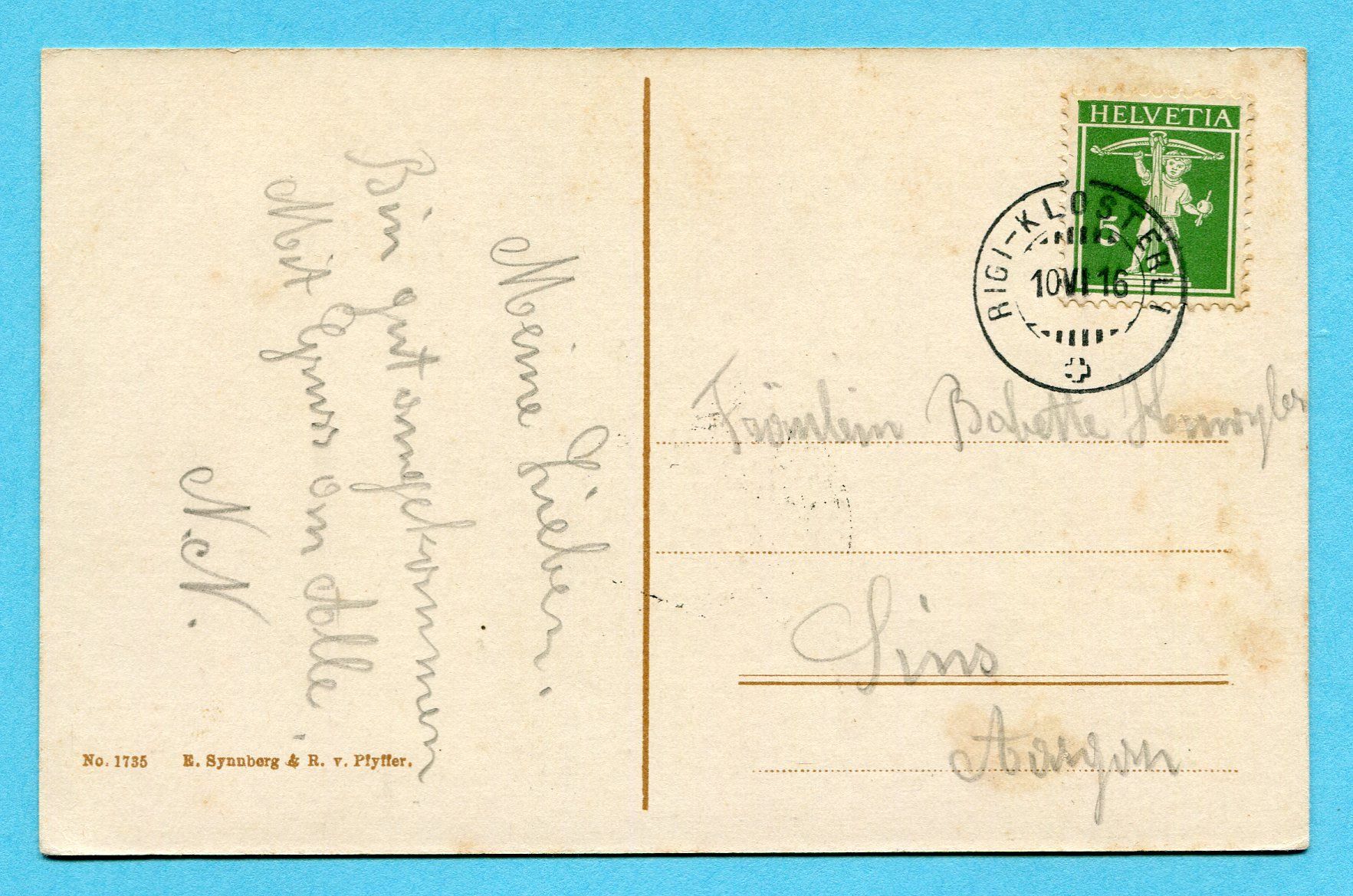 Ansichtskarten: Rigi - Klösterli 1916 – Gebraucht aus Opfikon von cleocat-vb 1