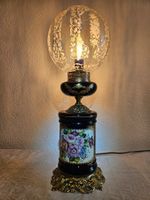 Kobaltblaue, handbemalte, signierte  Porzellan-Lampe
