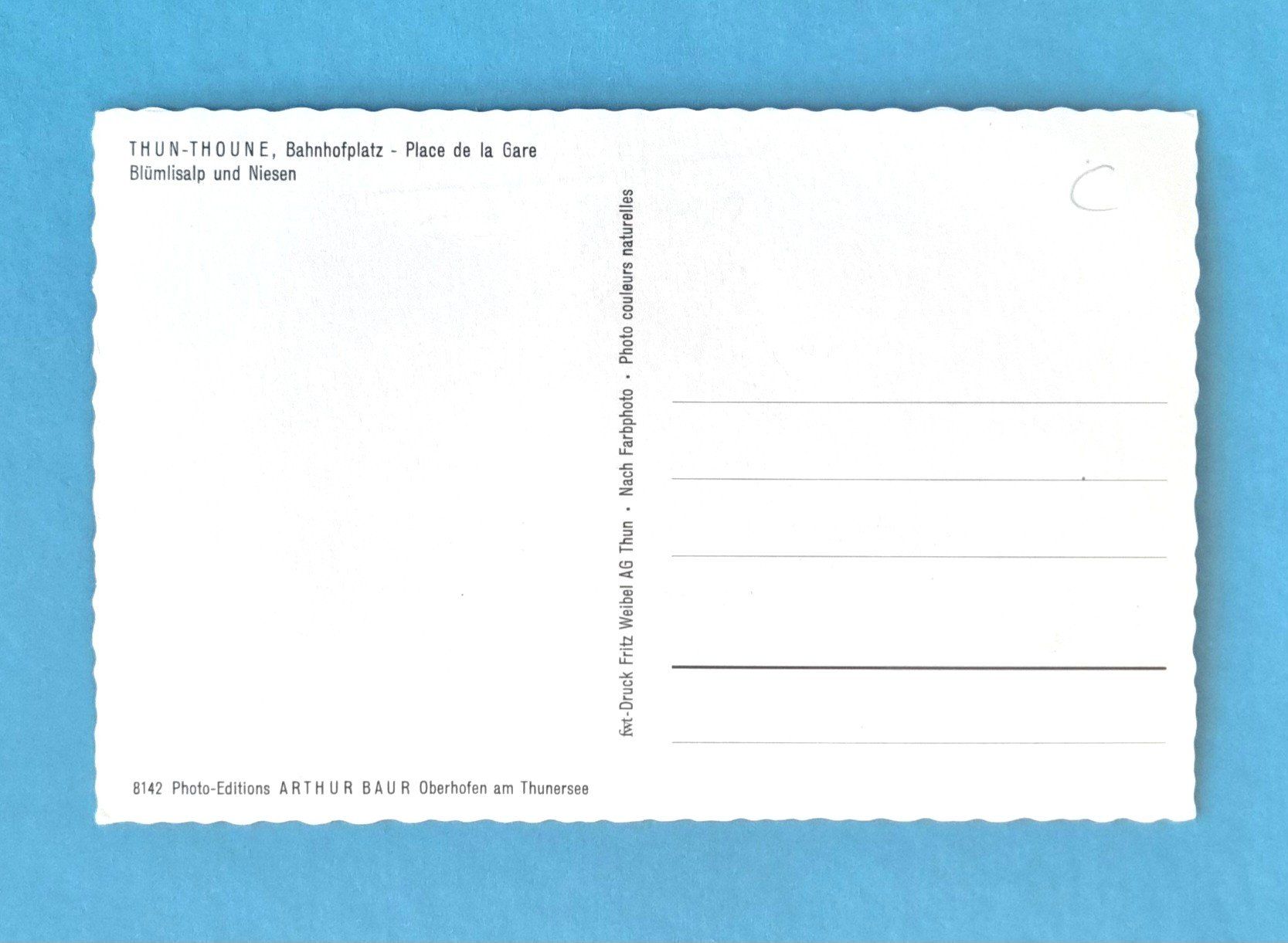 Cartoline postali: Thun - Bahnhof - Postauto - Strassenbahn STJ – Usato da Rothrist venduto da RROENK 1