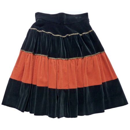 Stufenjupe M Samt und Cord Country line dance VINTAGE 1970s