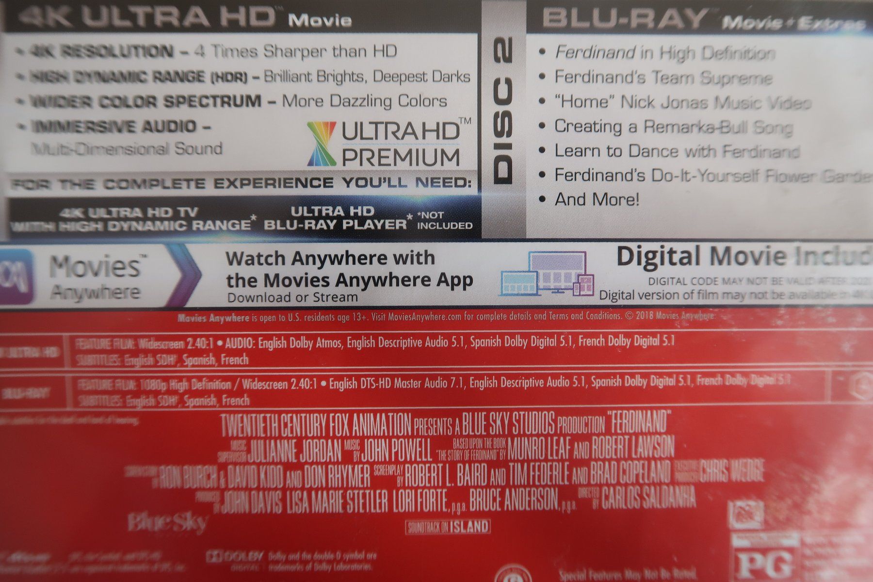 Tutti i DVDs: 4K Blu-ray FERDINAND       Français Anglais – Usato da Porrentruy venduto da tupatup 4