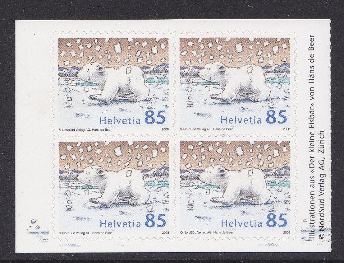 Tous les timbres: 2008 Viererblock aus Markenheft Eisbär ** postfrisch ** – Neuf (Voir description) à Adliswil par Aenti