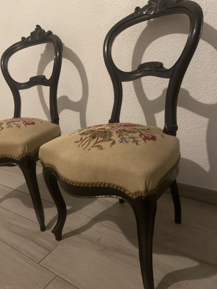 Sedie: 2 Chaises style Napoléon ||| siège en gobelin – Usato da Tramelan venduto da oceane64 3