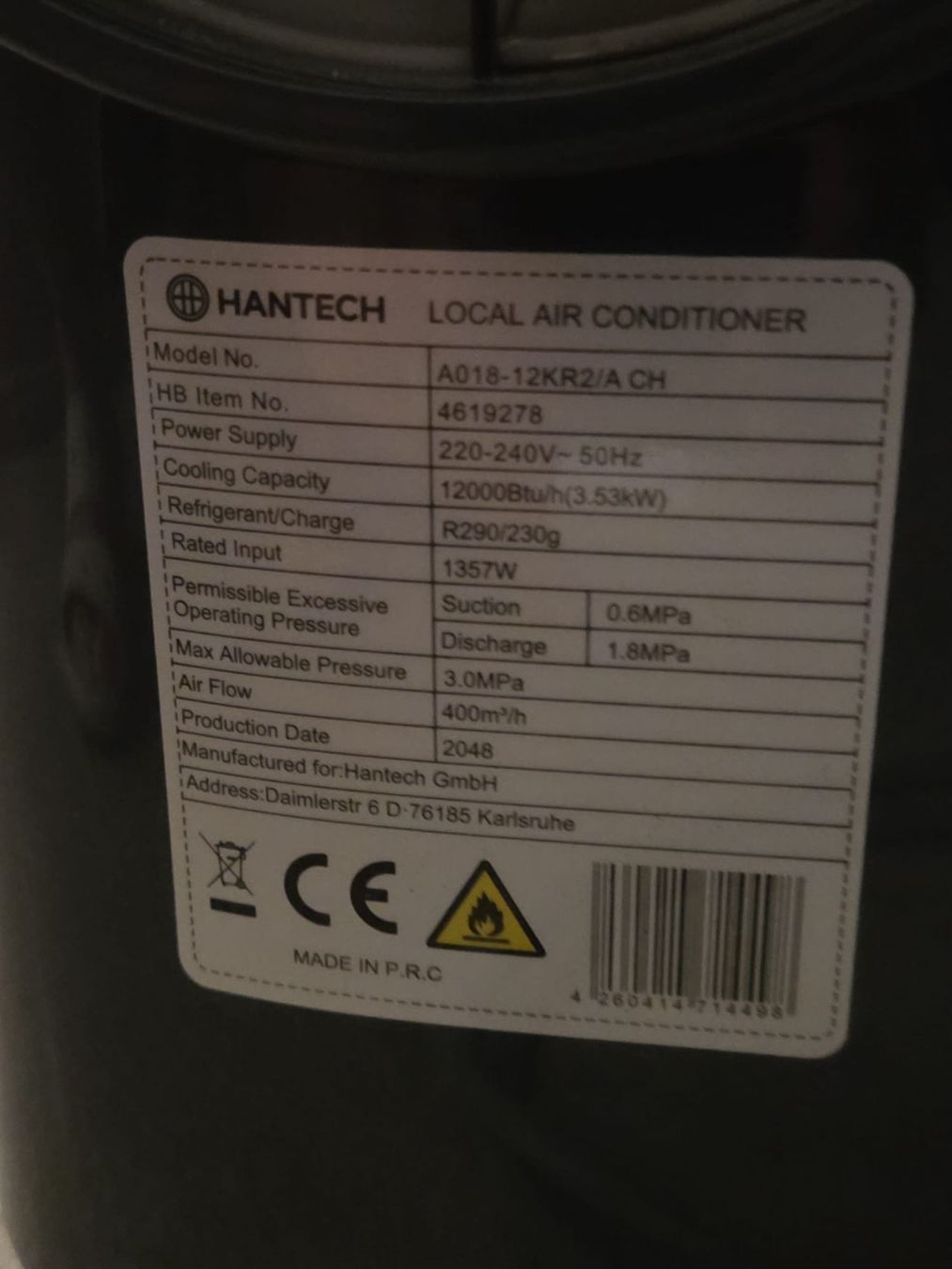 Condizionatori: Climatiseur portable HANTECH 12000 BTU – Usato da Begnins venduto da IlikeHiPhi 3