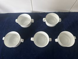 Hutschenreuther Suppentassen Weiss 5er Set guter Zustand