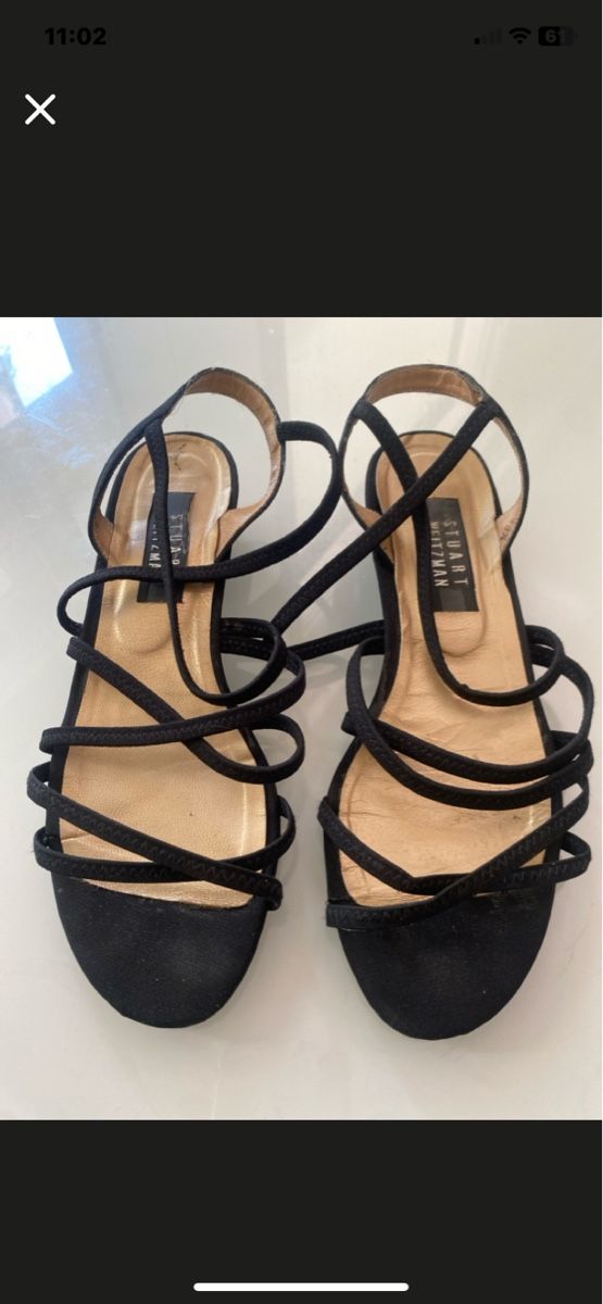 Stuart Weitzman Scarpe da donna: Sandales Stuart Weitzman noires, taille 38.5 - Été! – Usato da Geneve venduto da pat_p76n 1