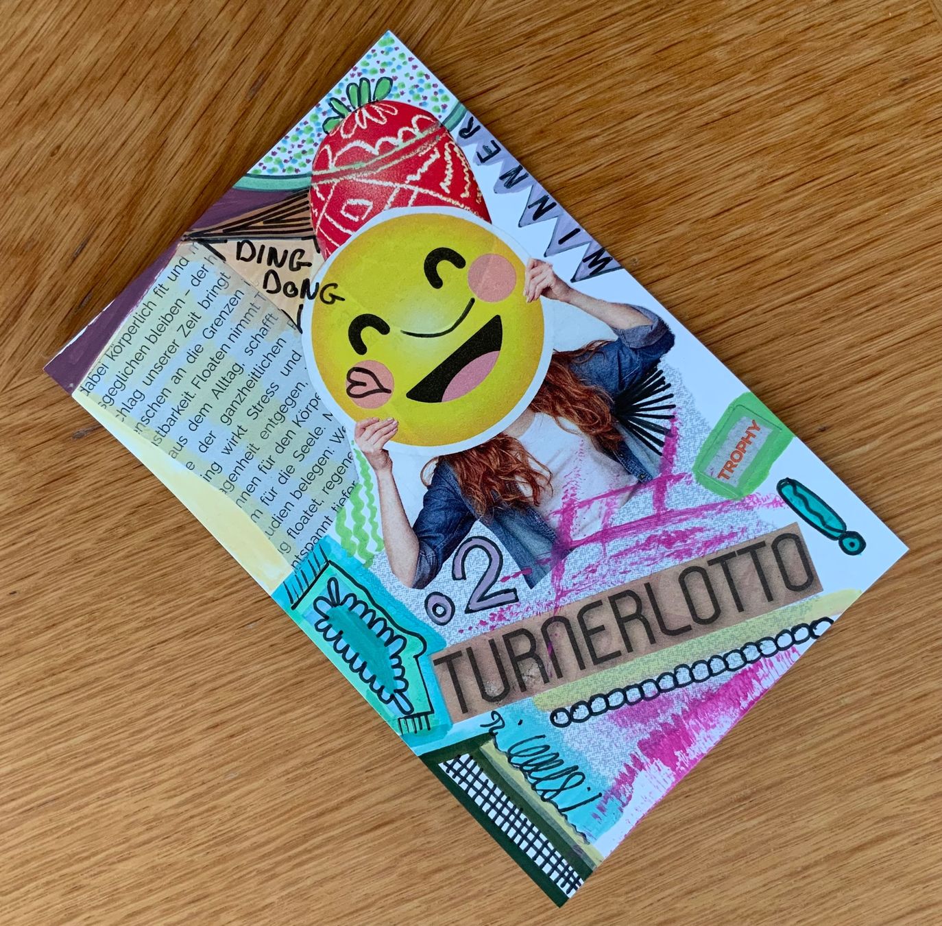 Gemälde: Ding Dong - C. Steffen - Collage - Outsider Art Brut - Karte – Neu und originalverpackt aus Sempach Station von blackhors 2