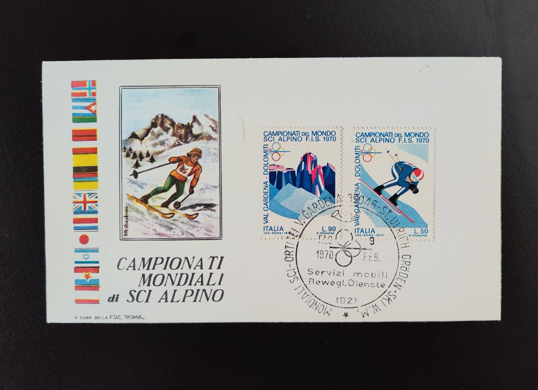 Buste & buste per spedizione: FDC Mondo Sci Alpino 1970 Val Gardena – Usato da Lenzburg venduto da Dani_Lenzburg
