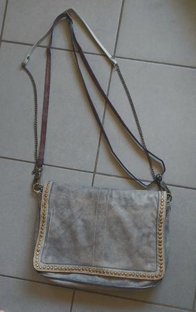 Sac 100% Cuir bleu délavé
