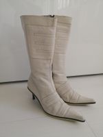 🤩EMANUELA PASSERI BIKER-LEDER-STIEFEL, ECRU, MADE IN ITALY