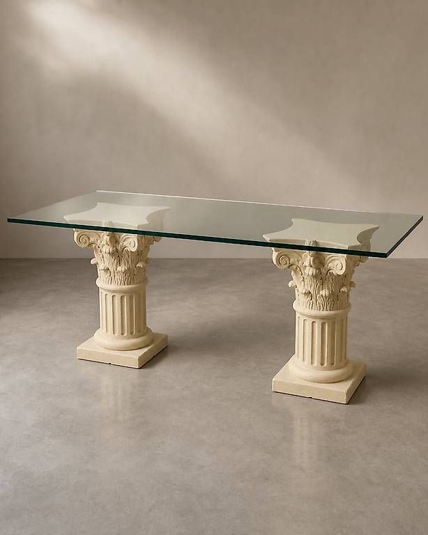 Tische: Table d'exception : verre & colonnes 220x100 cm – Gebraucht aus Rolle von ced_2jrs
