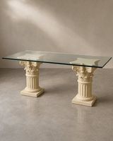 Table d'exception : verre & colonnes 220x100 cm