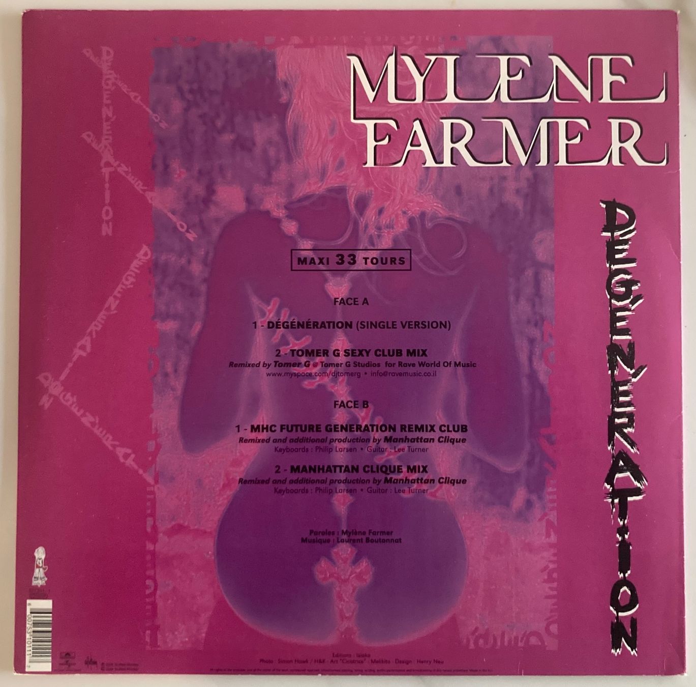 Dischi in vinile: MYLÈNE FARMER - DÉGÉNÉRATION (REMIXES) – Usato da Poliez-Pittet venduto da Newtown-Records 1