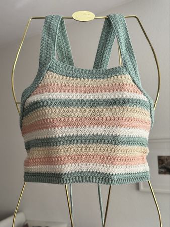 Ola Linda Cropped Top gestreift Grösse S gehäkelt Neu