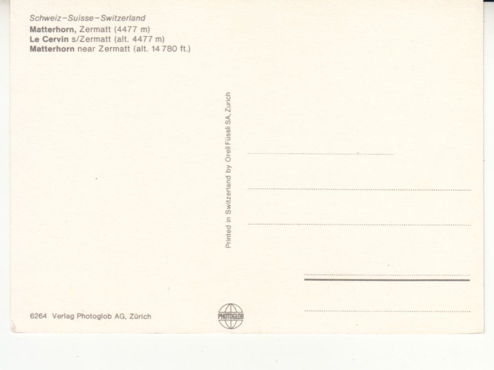Cartoline postali: Matterhorn ca. 1970 – Usato da Bürglen TG venduto da StampGraf 1