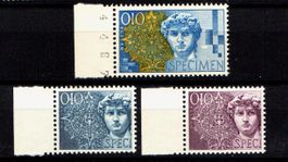 🇨🇭Probedruck 1964-1966 David - 3 dummy stamps