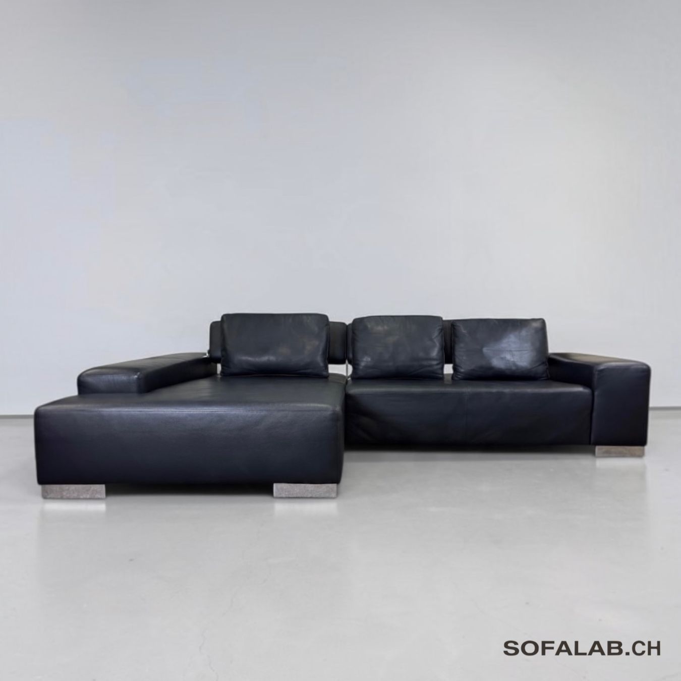 Sofas: Ewald Schillig Ecksofa aus schwarzem Nappaleder – D'occasion à Bachenbülach par Sofalab.swiss