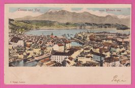 Luzern und Rigi gel 1901 vom Gütsch aus