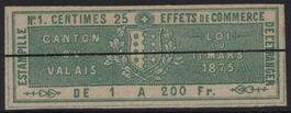25 Cts. Fiskalmarke vom Kanton WALLIS