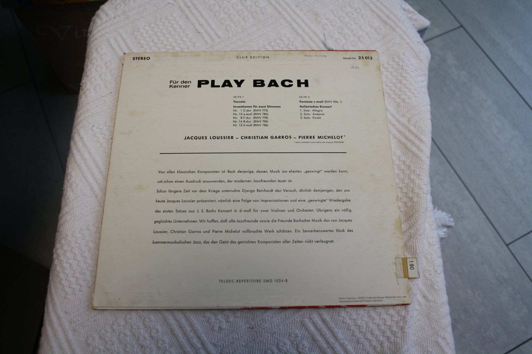 Dischi in vinile: Play Bach 25013 – Usato da Buchrain venduto da Donatello4 1