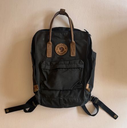 Fjällräven Kånken Rucksack Schwarz – Ledergriffe
