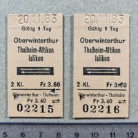 Oberwinterthur - Thalheim-Altikon / Islikon, 2 Bahn Billette