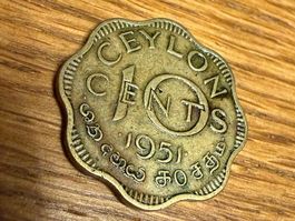 Ceylon 1 Cent Münze von 1951 - King George the Sixth