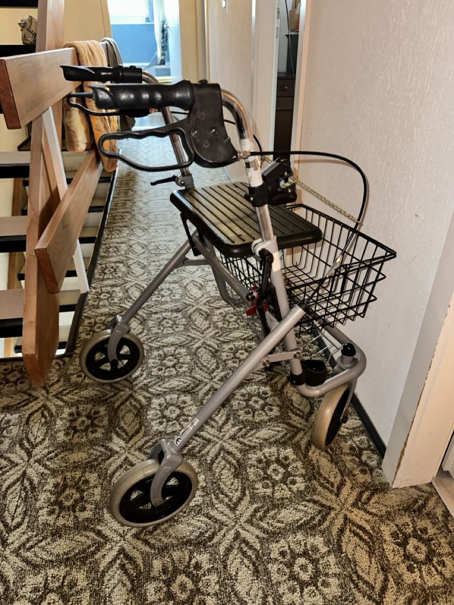 Aides à la marche: Gehhilfe Rollator mit Korb und Sitz klappbar – D'occasion à Grüningen par DomegaStore 1