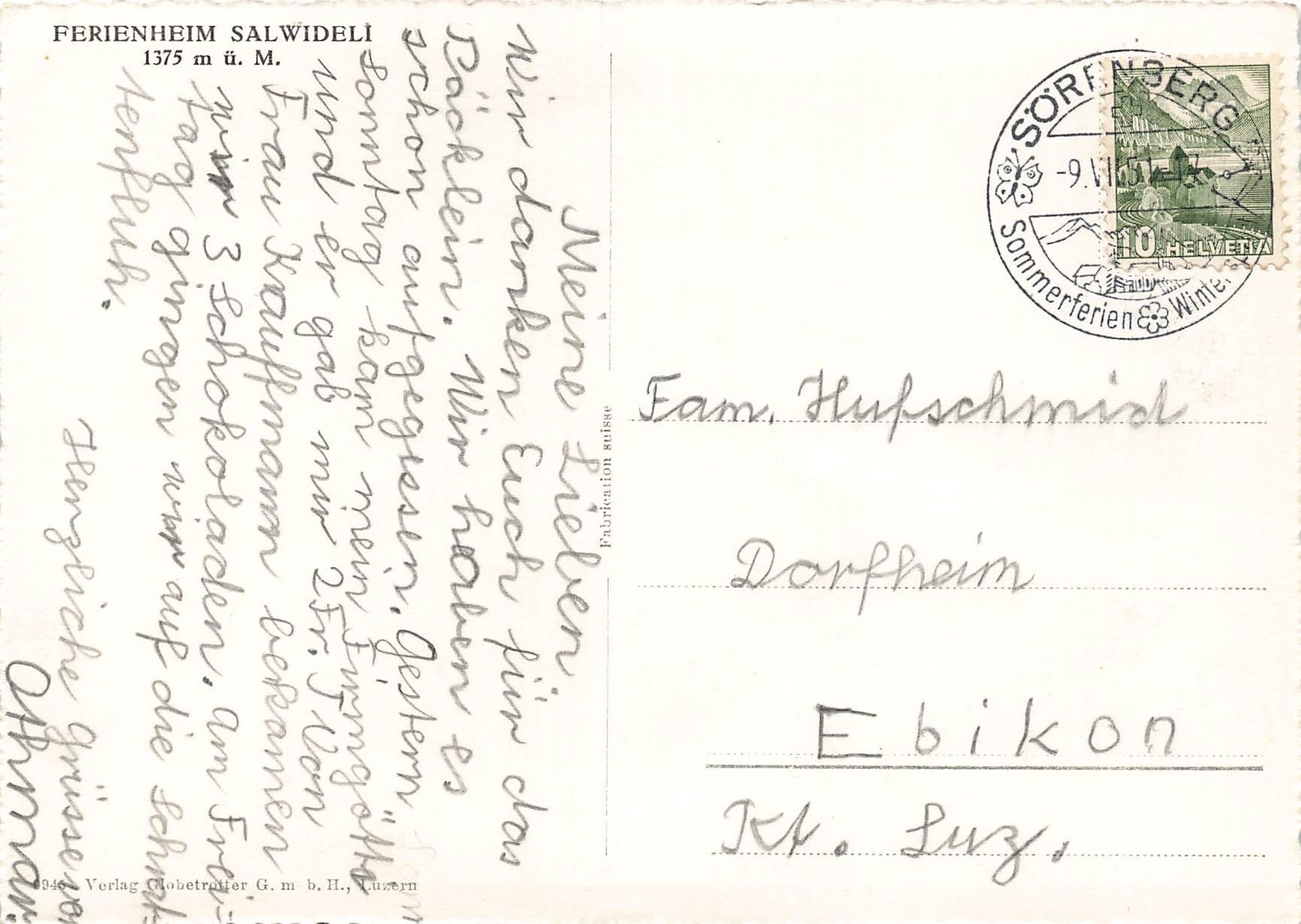 Cartoline postali: Ferlenheim salvideli mit brienzergrat Sörenberg G – Usato da Biasca venduto da Blenio71 1