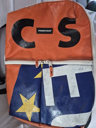 Freitag Rucksack Orange/Blau guter Zustand