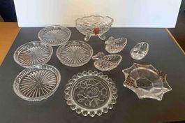 Glas Set Konvolut Schalen und Figuren